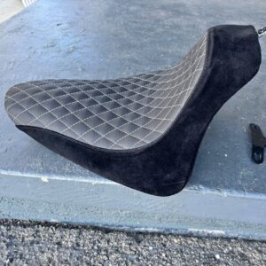 danny gray seat with custom diamond tuck reupholstery.nnfits 2007 thru 2016 harley softails (deluxe, heritage, etc)